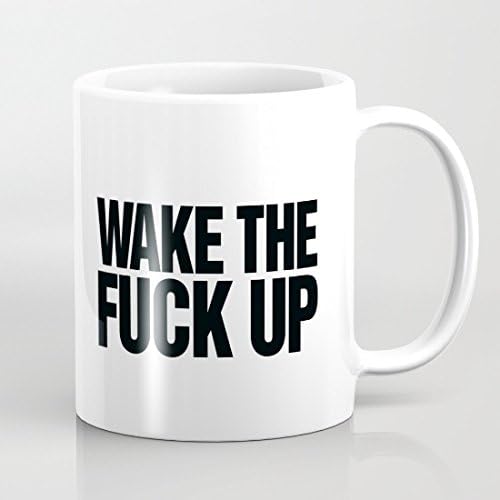 Wake The Fuck Up Coffee Mug Funny Birthday Gifts for Women Inspirational Coffee Mug Gift for Friend Men Novelty Mug Cup for Mom 11 OZ Ceramic Mug Both Sides