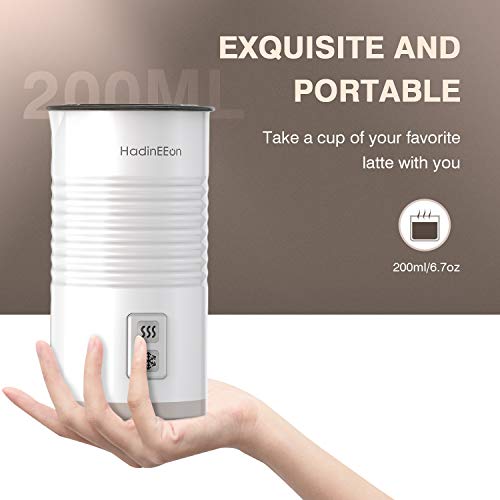 HadinEEon Milk Frother, Electric Hot Cold Milk Steamer, Soft Foam Maker