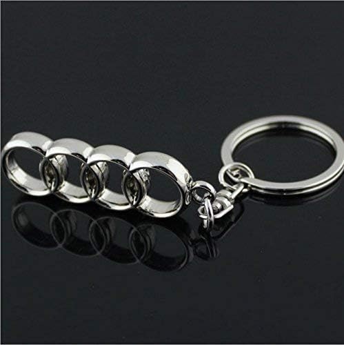 Silver Alloy Car Emblem Logo Keychain Key Chain Keyring Key Ring for Audi (For Audi)