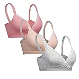 EMY Lace Nursing Bra Maternity Bra 3 Pack Sleep Bra For Maternity To Nursing Seamless Cotton (36/80)
