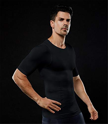 Tmrow Men Waist Trainer Corset Vest for Weight Loss Hot Neoprene Body Shaper Tank Top Sauna Suit Shirt No Zip Trimmer,Black,XL