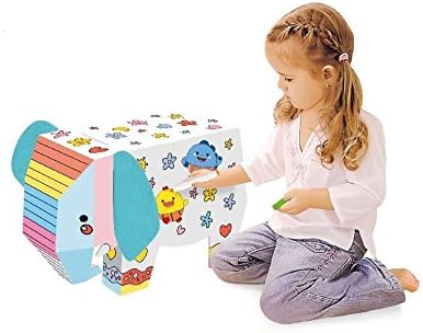 DIY Doodle (Cardboard Coloring Elephant) Cardboard Coloring Playhouse, 3D Coloring Model for Kids