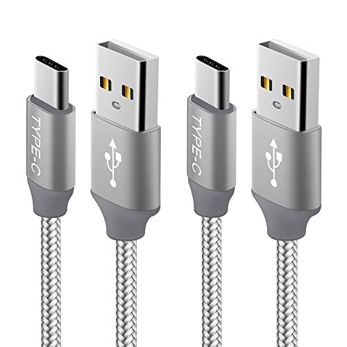 USB Type C Cable, 10FT 2-Pack,USB C Charger Cable Nylon Braided Fast Charging Sync Cord Compatible Samsung Galaxy Note 9 8 S10 S9 S8 Plus, LG V20 G5 G6, Google Pixel 2 XL,Nexus 5X/6P,OnePlus(Gray)