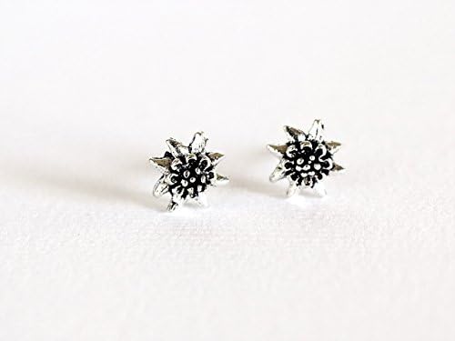 Genuine Sterling Silver SUNFLOWER Flower Stud Earrings Made In USA Ship Within 24 Hrs