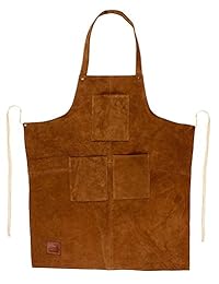 Rústico Town Piel Auténtica Grill trabajo delantal con bolsillos para herramientas ~ ajustable hasta XXL para hombres & mujeres ~ regalo ideas para él Ella (Tan)