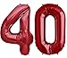 Tellpet Red Number 40 Balloons, 40th Birthday Party Signs for women, 40 Inch