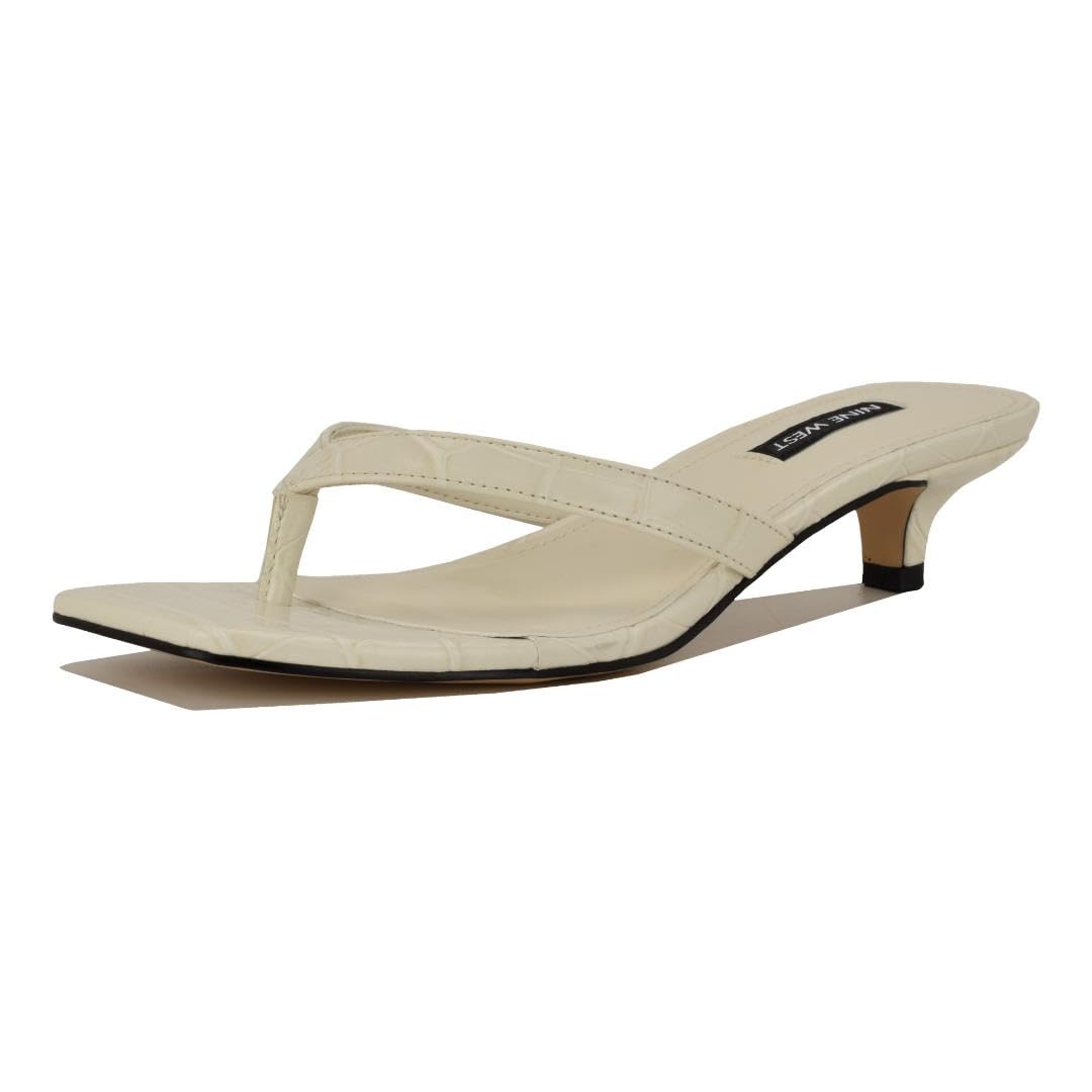 Nine West Women’s Cassa Heeled Sandal, Cream Croco 150, 5.5