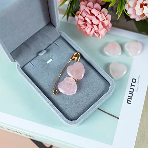 BigOtters Heart Rose Quartz, 16PCS Healing Crystal Gemstones Bulk Pink Love Palm Stones for DIY Crafts Chakra Wedding Valentine