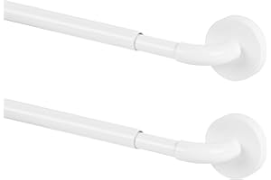 TYRON TYRON TYRON 2 Pack Magnetic Curtain Rod for Metal Doors Adjustable 18-30 Inch, 3/8 in. Diameter, French Door Magnetic Curtain Rods, Magnetic Cafe Rod(White)