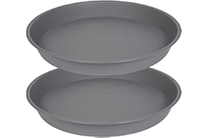 2 Pack Plant Saucer 17 Inch, Thickened Plastic Plant Tray for Indoor Outdoor Use, Round Pot Drip Tray and Bird Bath, Gray