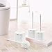 Topsky 3 Pack Toilet Brushes with Holder Set, Compact Toilet Bowl Brush Cleaner with Storage Caddy Long Handle Stiff Bristles Brush, White