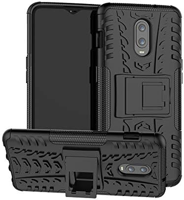 OnePlus 6T Case, Ankoe Heavy Duty Hybrid Slim Dual Layer Rugged Rubber Hybrid Hard/Soft Impact Armor Defender Shockproof Protective Case with Kickstand for OnePlus 6T (2018) (Black)