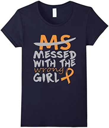 Womens MS Messed with the Wrong Girl T-Shirt Large Navy