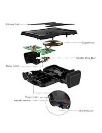 Coobar Qi Motor   Cargador inalámbrico para coche, sensor de infrarrojos automático, cargador inteligente de un solo toque, soporte para teléfono compatible con iPhone X, iPhone 8 8Plus, Samsung S8 S8+ y más negro