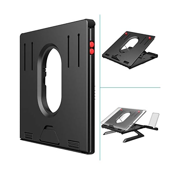 Laptop-Stand-Holder-Built-in-Foldable-LegsPhone-Holder9-Adjustable-Height-Laptop-RiserKlearlook-Portable-Air-Ventilation-Ergonomic-Notebook-Support-Tray-Keybord-Desk-Storage-for-LaptopTablet-Black Laptop Stand Holder Built-in Foldable Legs&Phone Holder,9-Adjustable Height Laptop Riser,Klearlook Portable Air…