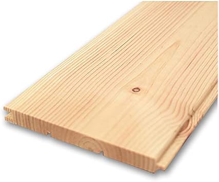 Amazon 北欧レッドパイン 無垢羽目板 パネリング 本実糸面 無塗装 12x112x3900mm 8枚入 壁材 天井 腰壁 羽目板 幅木