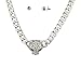 Lux Accessories Pave Panther Chain Link Bling Necklace Matching Stud Earrings.
