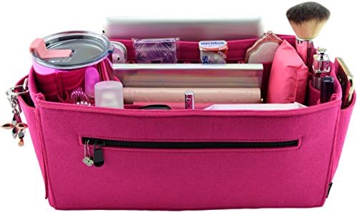 Laela Luxe Felt Purse Handbag Insert Organizer Shaper - Fits LV Neverfull GM (Fuchsia)