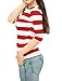 Allegra K Women's Slim Fit Elbow Sleeve Striped Boat Neck T-Shirt X-Large Red
