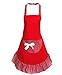 Hyzrz Cute Girls Bowknot Funny Aprons Lady's Kitchen Restaurant Women's Cake Apron with Pocket (Red)