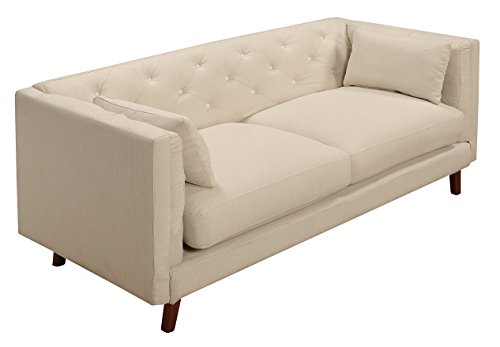 Elle Decor Celeste Tufted Sofa, Chenille, Ivory
