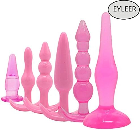 Sili-cone B-u-t-t Pl-ug-s Beginner Set,A-n-al Trainer Kit,P-r-o-state Massa-ger Vib-rating Massa-ger,Pack of 6 (pink)