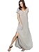 Verdusa Women's V Neck Side Pockets Split Hem Beach Long Maxi Dress A&Grey XL