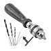 YYGJ Manual Hand Drill Tool Set Hand Tool Pin Vises Woodworking Precision DIY Model Jewelry Walnut Amber Beads Plastic with Chuck Key & Twist Drill Bits (7pcs)