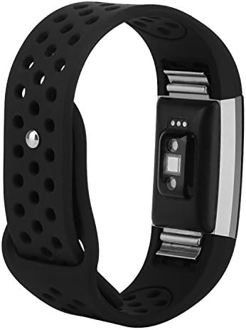 for Fitbit Charge 2 Bands, Wristband Adjustable Comfortable Soft Silicone Replacement Band for Fitbit Charge 2 Fitness (Black, Large (6.7”-8.1”))