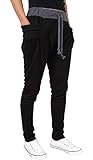Men Light Weight Drawstring Waist Big Side Pocket Sports Harem Sweatpants (XL, Black)