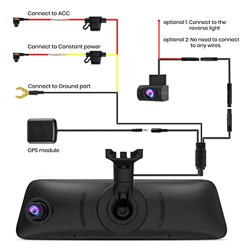 AUTOVOX V5PRO OEM Look Rear View Mirror Camera with Neat Wiring, No Glare Mirror Dash Cam front