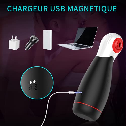 Masturbâteur Homme Succion Électrique, Seekiblizz Appareils Masturbateurs Cup avec 3 Succion 3 Compression 10 Vibration Mode et Audio Heating Fonction USB Chargement Sextoy Pour Homme Adulte Couple