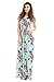 HOTAPEI Women's Floral Print Long Dress Short Sleeve Empire Flower Maxi Dresses Green Small