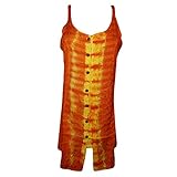 Mogul Womens Orange Dress Tie-Dye Embroidered Front Button Beach Summer Dresses