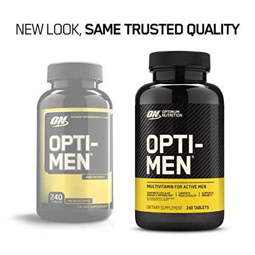 optimum nutrition opti-men, vitamina c, zinc y vitamina d, e, b12 para apoyo inmunológico, suplemento multivitamínico diario para hombres, 240 unidades 