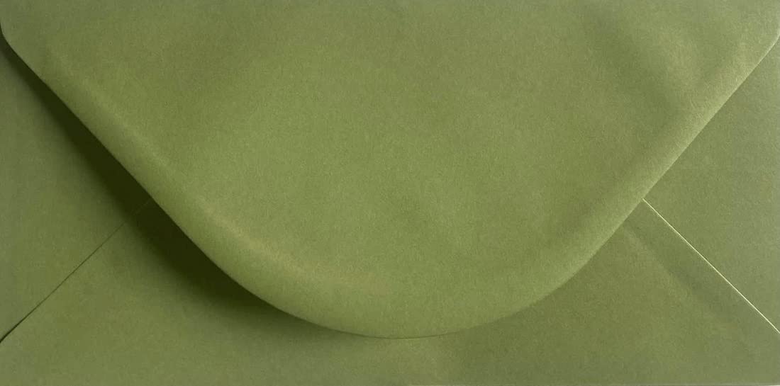 DL Coloured Envelopes for Greeting Cards Wedding Invitations & Crafts (110x220mm) Pack of 100 (Olive Green)