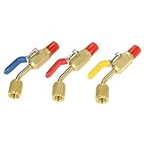 KKmoon Air Conditioning Refrigerant 3PCS Color Coded R410A R134A Shut Valves for AC HVAC Refrigeration Charging Hoses