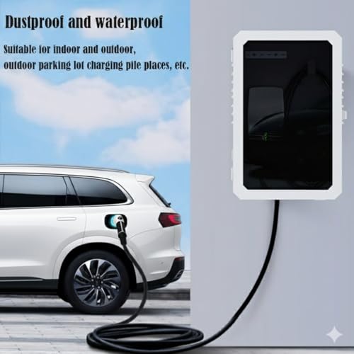 Premium EV Charger Large Protective Enclosure Box, Steel with Tempered Glass, IP54 Rated, Lockable, 70x50x25cm, with Cooling Fan and Air Vents, for Tesla, BYD, ROX, VW ID and Other EV Chargers, White