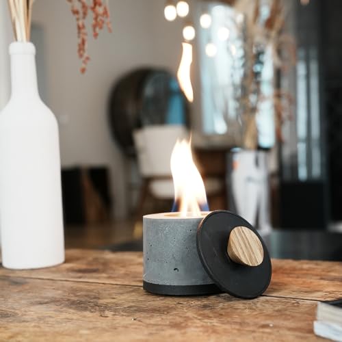 FLIKR Fire Mini Personal Concrete Fireplace Tabletop Smokeless Fire Pit with Fire Pit Snuffer