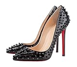 Littleboutique Womens Studded Pointed Toe Stiletto Pumps Celebrity Party Pumps High Heel Evening Shoes
