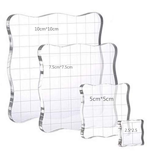 arriettycraft 4 Pieces/Set Acrylic Pad for Clear Stamps Stamping Blocks Set Stamping Tools Scrapbooking Tools