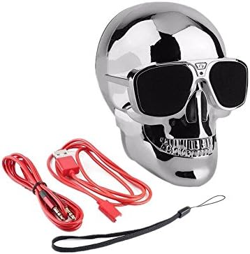LANSIN (Silver) Plastic Metallic SKULL Wireless Bluetooth Speaker Sunglass NFC Speaker