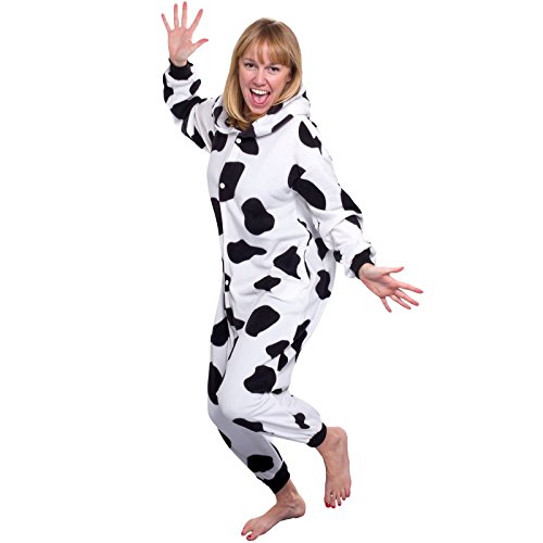 Silver Lilly Unisex Adult Pajamas - Plush One Piece Cosplay Cow Animal Costume - Image 2