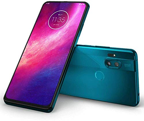 Motorola Moto One Hyper (128GB, 4GB) 6.5, 32MP Pop-up Camera, 45W Hyper Charging, Dual SIM Unlocked (AT&T/T-Mobile/MetroPCS/GSM) XT2027-1 (Blue Iceberg, 64GB SD Card + Case Bundle)