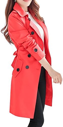 NANJUN Women's Double Breasted Trench Coat Chelsea Tailoring Overcoat (red 10)