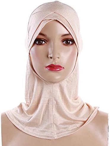 UINKE Headwear Full Cover Underscarf Ninja Inner Neck Chest Plain Hat Cap Bonnet Women Cotton Full Cover Inner Hijab Caps,Skin Color