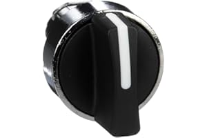 Schneider Electric ZB4BD5 Harmony XB4 Selector Switch Head, Chromium Plated Metal Bezel, Fits 22mm Diameter Cutouts, 3 Positions, Spring Return to Center, Black