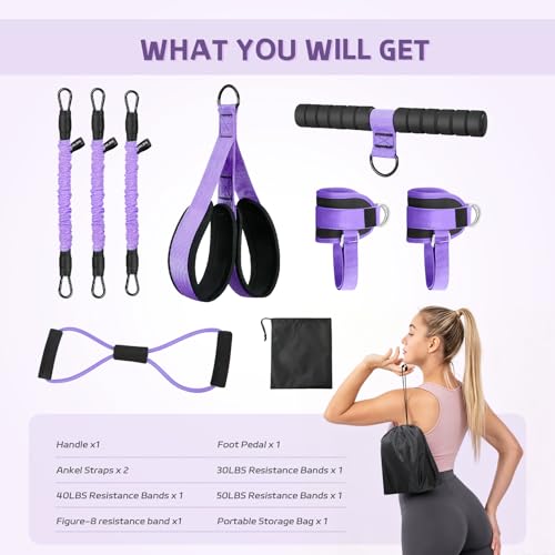 Set of Resistance Bands, Elastic Bands for Pedal and Handles, Ankle Pulleys Gym, Elastic Bands for Figure 8, Fitness Elastic Band for Abs at Home