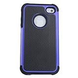 Leegoal Blue/Black Hard Soft High Impact Armor Case Cover for Apple iPhone 4 / 4S