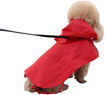 Dog Raincoat Two-layer Pet Rain Jacket Clothes Windproof and Warm With Removable Hood For Small Dogs 6-10lbs (S, Red)